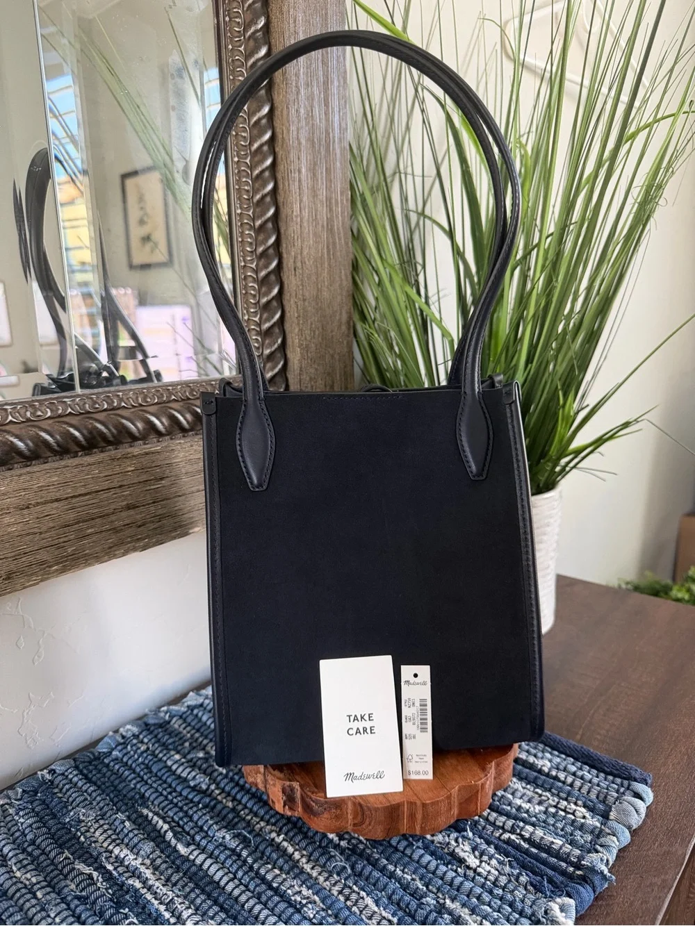 Madewell Lexington Small Tote Suede Juniper Berry Navy NWT $168 NZ759